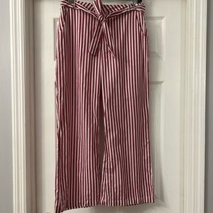 Red & White Stripped Wide-Leg Pants